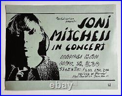 JONI MITCHELL In Concert Poster Nov 18 1968 U of Chicago Mandel Hall RARE