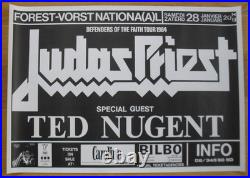 JUDAS PRIEST ted nugent original concert poster 1984 BELGIUM