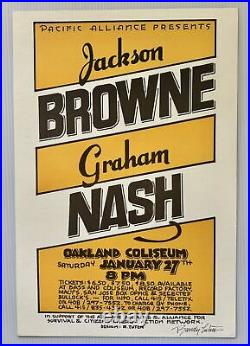 Jackson Browne and Grahan Nash Concert Poster 1979 Oakland signed Randy Tuten