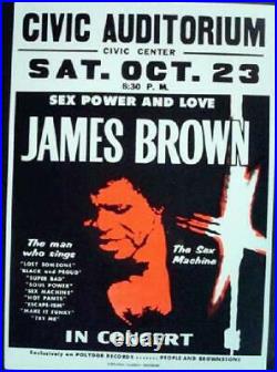 James Brown 1971 Globe Cardboard Concert Poster 2nd Print