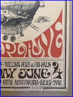 Jefferson Airplane Original Vintage Poster Ectodelic Trip 1960s Concert Civic