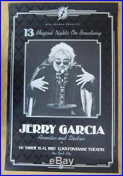 Jerry Garcia Broadway Nyc 1987 Concert Poster Original 1st Print Grateful Dead