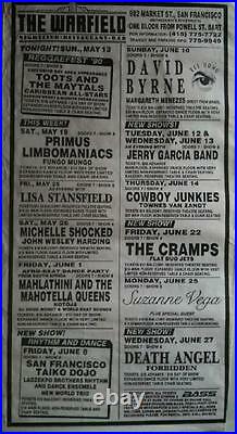 Jerry Garcia Primus David Byrne Warfield 1989 Concert Poster Original Rare