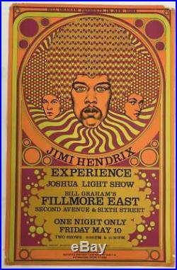 Jimi Hendrix First Print Fillmore East Nyc 1968 Concert Poster Aor 2.90 Original
