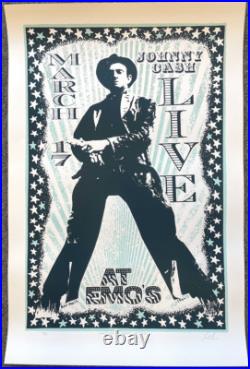 Johnny Cash Concert Poster 1994 Austin Blue Variant