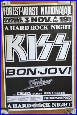 KISS BON JOVI original concert poster'84 forest vorst brussels