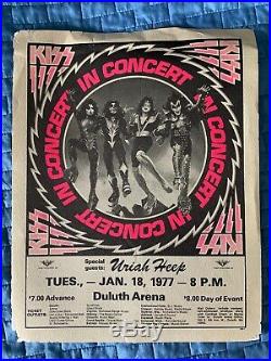 Kiss Original Concert Poster 1977 Duluth Arena Uriah Heep Tour Live Lp 33 45 7