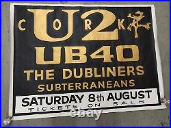 Large Very Rare U2 Joshua Tree Home Tour Concert Poster, Cork, Ireland, 1987