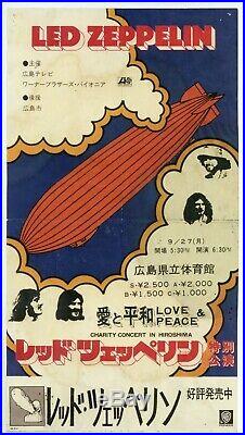 Led Zeppelin 1971 Original Japan Tour Poster Hiroshima Rock Concert Rare XL21