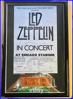 Led Zeppelin Mint 11/12/80 Concert Ticket Framed With Poster 12x18