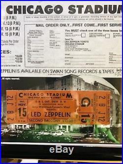 Led Zeppelin Mint 11/12/80 Concert Ticket Framed With Poster 12x18