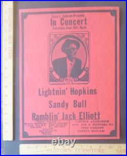 Lightnin' Hopkins SandyBull Ramblin' JackElliott Concert Poster SanFrancsico1970