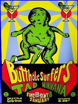 Limited Edition Original Cobain Nirvana Butthole Surfers 1993 Concert Poster