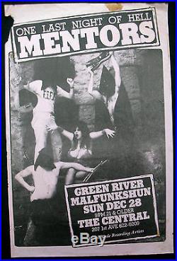 MENTORS Central SEATTLE 1986 CONCERT POSTER Green River MALFUNKSHUN Pearl Jam