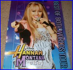 MILEY CYRUS SIGNED AUTOGRAPH HANNAH MONTANA 18x24 CONCERT POSTER withPROOF