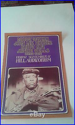 Muddy Waters John Lee Hooker Concert Poster Original 1971 Signed Rare Grimshaw