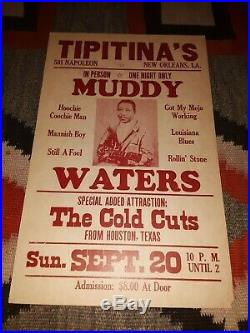 MUDDY WATERS at Tipitina's New Orleans Original Concert Poster 14 x 22 1981
