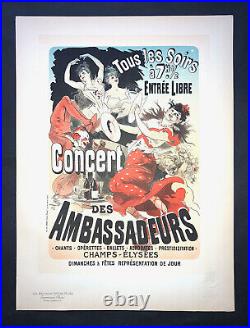 Maitres Affiche Cheret Concert Ambassadeurs Original Vintage Poster Pl165