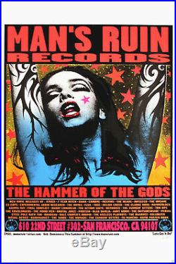 Man's Ruin Records 1996 The Hammer of The Gods Concert Poster By Frank Kozik S/N