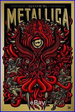 Metallica Concert Poster 8/9/17 Seattle WA Cthulhu Gold Variant AP Print Signed