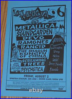 Metallica Soundgarden Devo Ramones Lollapalooza 1996 Original Concert Poster