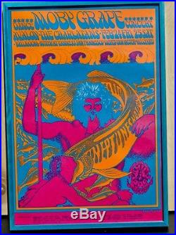 Moby Grape 1967 Poster. Rare 1st Printing Framed Concert Poster VINTAGE OFFICIAL