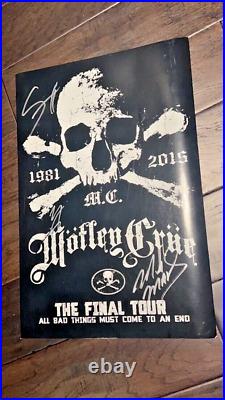 Motley Crue Final Tour Autographed Poster With Concert Pass