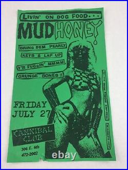 Mudhoney Grunge Bones July 27 1990 Cannibal Club Texas Concert Poster 8.5 x 14