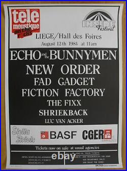 NEW ORDER ECHO & BUNNYMEN original concert poster'84 joy division