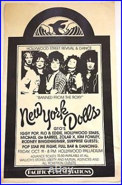 NEW YORK DOLLS-IGGY POP-Kim Fowley+more-Rare 1974 Concert Poster Glam Rock-PuNk