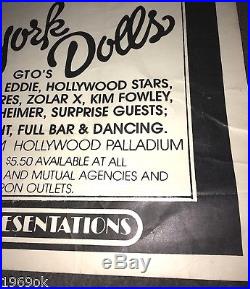 NEW YORK DOLLS-IGGY POP-Kim Fowley+more-Rare 1974 Concert Poster Glam Rock-PuNk