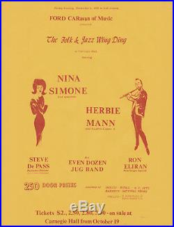 NINA SIMONE Herbie Mann Original 1963 CARNEGIE HALL Concert Handbill / Flyer