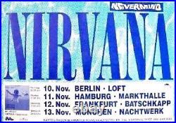 NIRVANA / KURT COBAIN 1991 NEVERMIND TOUR GERMAN CONCERT POSTER / 1st PRINTING
