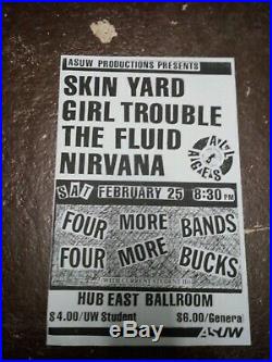 NIRVANA Mega Rare early Concert Flyer 1989 Hub East Seattle grunge Skin Yard