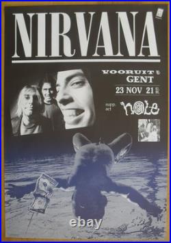 NIRVANA kurt cobain original concert poster'91 VOORUIT GENT BELGIUM