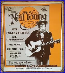 Neil Young Crazy Horse Harvesters'85 Auckland Nz Original Concert Poster Beauty