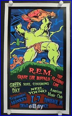 Neil Young Green Day Flaming Lips Concert Poster Taz 1994 Original Silkscreen