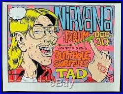 Nirvana Concert POSTER Butthole Surfers Tad Original Promo Signed by Coop Rare
