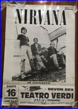 Nirvana Concert Poster 1991 Italy Trieste Nevermind Lp Tour Grunge Rare Original