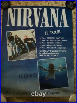 Nirvana Italian Tour 1991 Bmg Nevermind Promo Concert Poster K Cobain Lp Italy