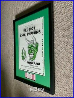 Nirvana Pearl Jam RHCP Original Varient Poster 1991 Concert Ticket Framed Mint