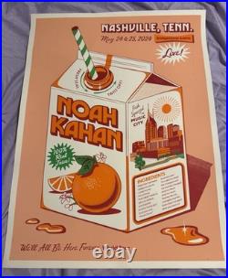 Noah Kahan Concert Poster Nashville, TN May 24 25, 2024 Bridgestone