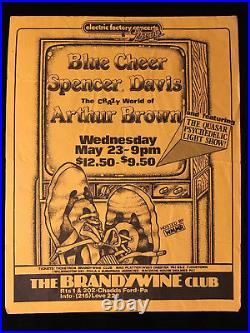 ORIGINAL CONCERT POSTER/FLYER-BLUE CHEER-SPENCER DAVIS-ARTHUR BROWN-PHILLY 1980s