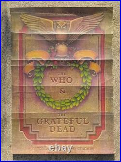 ORIGINAL GRATEFUL DEAD & THE WHO Concert Poster Oakland Stadium 1976 1st PRINT