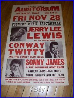 ORIGINAL RARE! JERRY LEE LEWIS CONCERT POSTER CA. 1960s 14 x 22