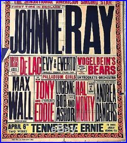 Original1954 Johnnie Ray London Palladium Broadside Rock & Roll Concert Poster