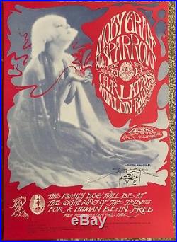 Original1967 Family Dog Charlatans Human Be-in Concert Poster Fd43 Signed Mouse