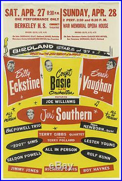 Original 1957 COUNT BASIE Sarah Vaughan LESTER YOUNG more Concert Handbill Flyer