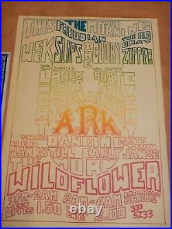 Original 1967 Wildflower, Freudian Slips At The Ark In Sausalito Concert Poster