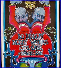 Original 1969 Winterland Concert Poster John Mayhall, Bo Diddley, Muddy Waters